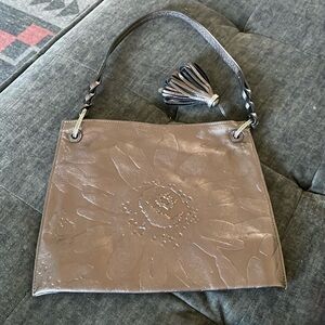 Rare Brighton Ferrara Collection Gun Metal Embossed Leather Bag E342416